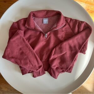 Aritzia TNA 1/4 Zip Cozy Fleece Cropped Sweater